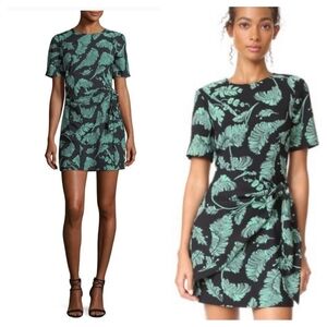 Cinq a Sept Bia Crewneck Tie-side Palm-print Mini Dress Size 8